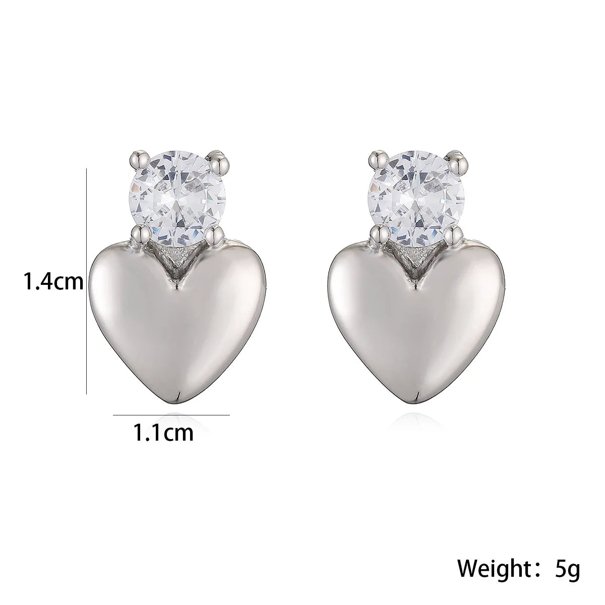 Pendientes de Corazón con detalle de Circonita