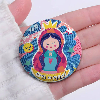 Broches redondos para niños (La Virgencita)