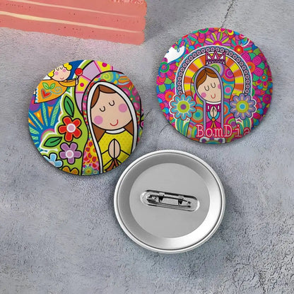 Insignias de arte de la Virgen María de dibujos animados