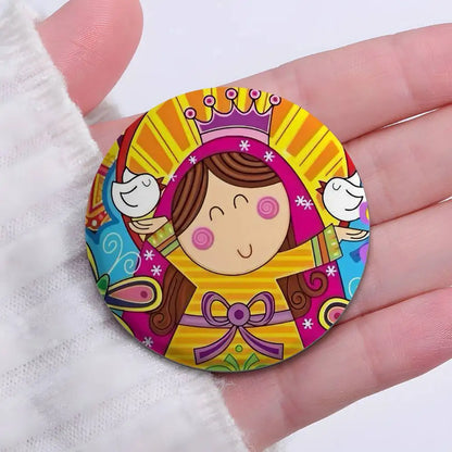 Broches redondos para niños (La Virgencita)
