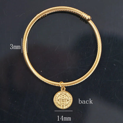 Bracelete de acero inoxidable, Medalla San Benito