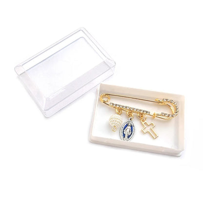 Broche Medalla Milagrosa con Cruz y Circonitas