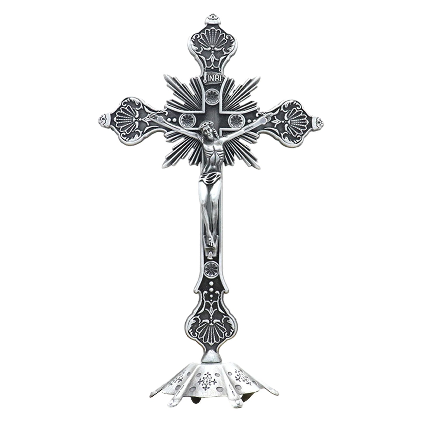 Crucifijo de metal envejecido
