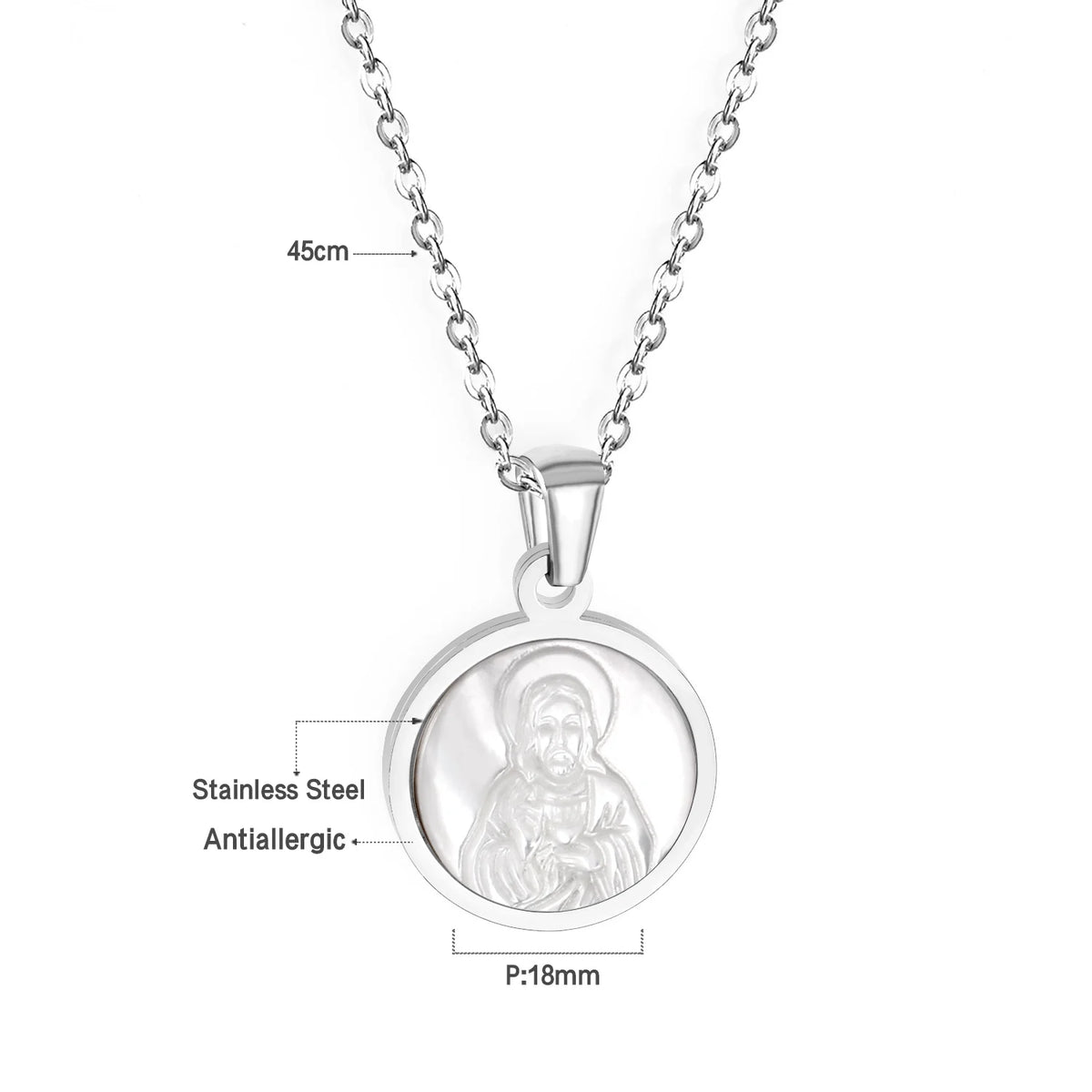 Collares de Acero Inoxidable gran variedad, colgante nacarado