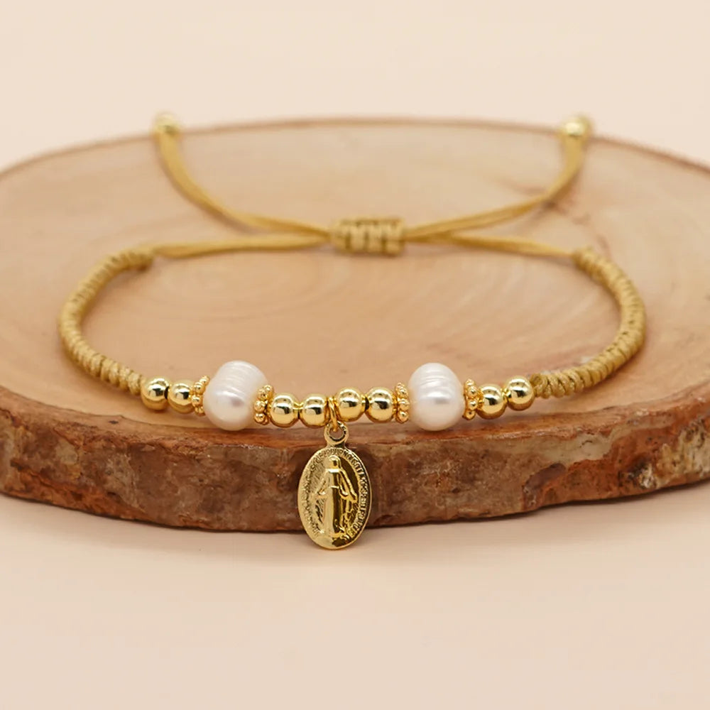 Pulsera de hilo de algodón, Medalla de la Virgen Milagrosa
