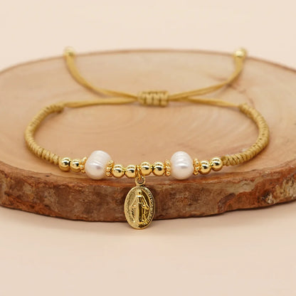 Pulsera de hilo de algodón, Medalla de la Virgen Milagrosa