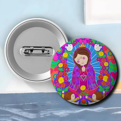 Insignias de arte de la Virgen María de dibujos animados