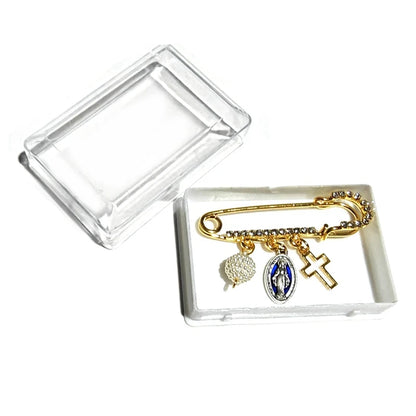 Broche Medalla Milagrosa con Cruz y Circonitas