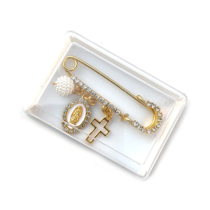 Broche Medalla Virgen de Guadalupe, detalle Circonitas