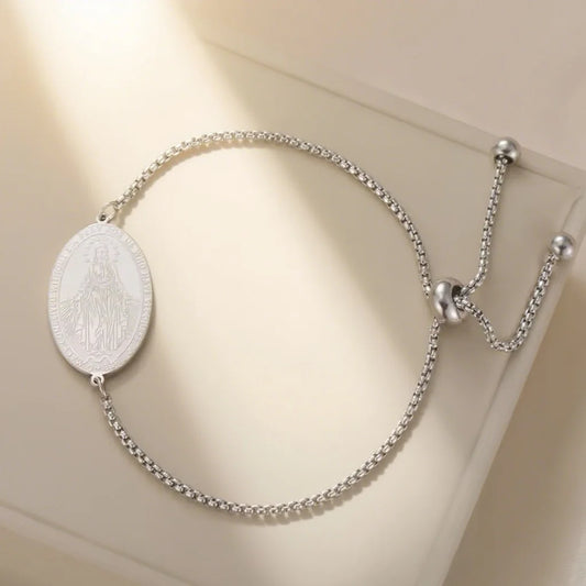 Pulsera Medalla MIlagrosa de acero inoxidable
