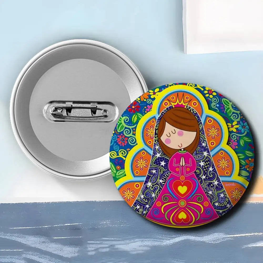 Insignias de arte de la Virgen María de dibujos animados