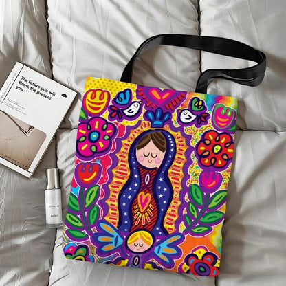 Bolsos Totes de arte de la Virgen María de dibujos animados