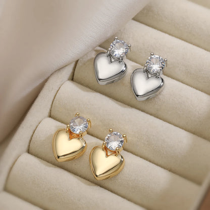 Pendientes de Corazón con detalle de Circonita