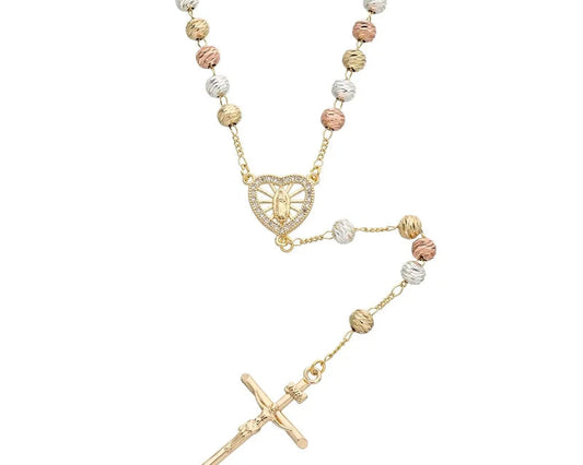 Collar Rosario cuentas acero inoxidable