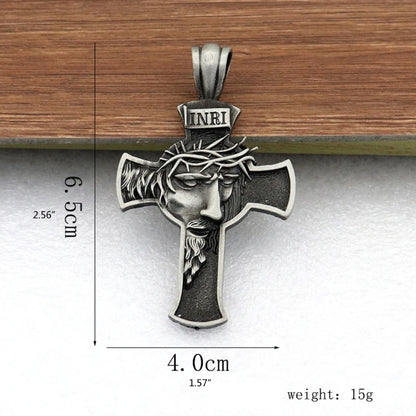 Llavero con colgante de Cruz, face de Jesús Cristo