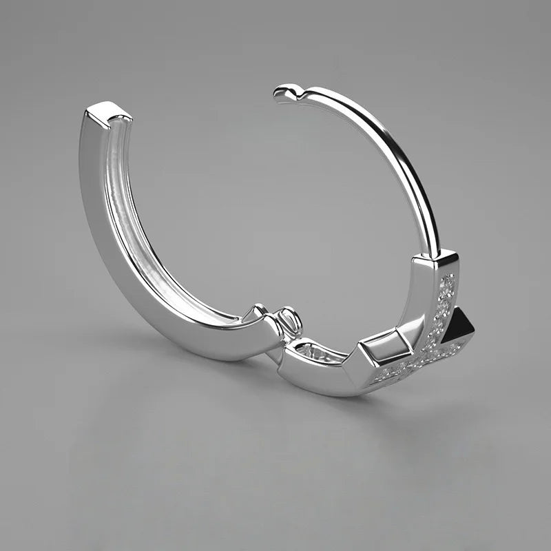 Pendientes Aros Cruz Circonitas, pulidos en plata