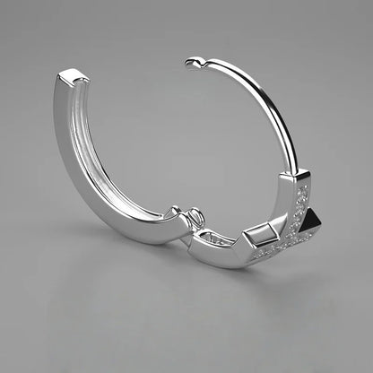 Pendientes Aros Cruz Circonitas, pulidos en plata