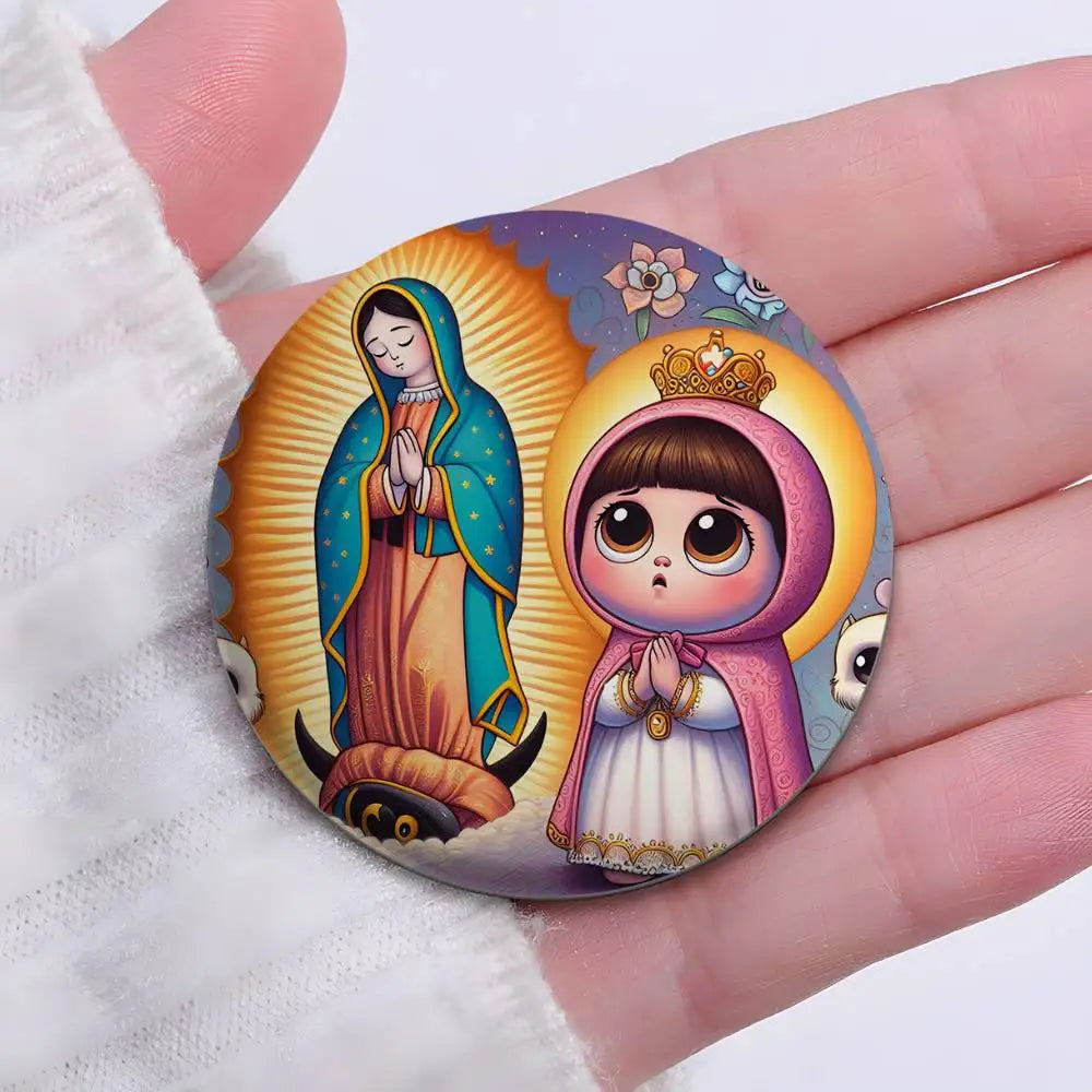 Broches redondos para niños (La Virgencita)