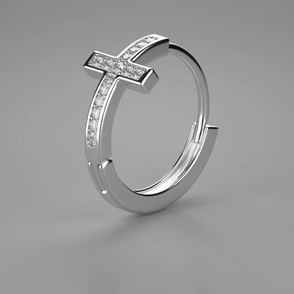 Pendientes Aros Cruz Circonitas, pulidos en plata