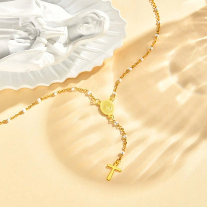 Collar rosario Medalla Virgen de Guadalupe de acero inoxidable