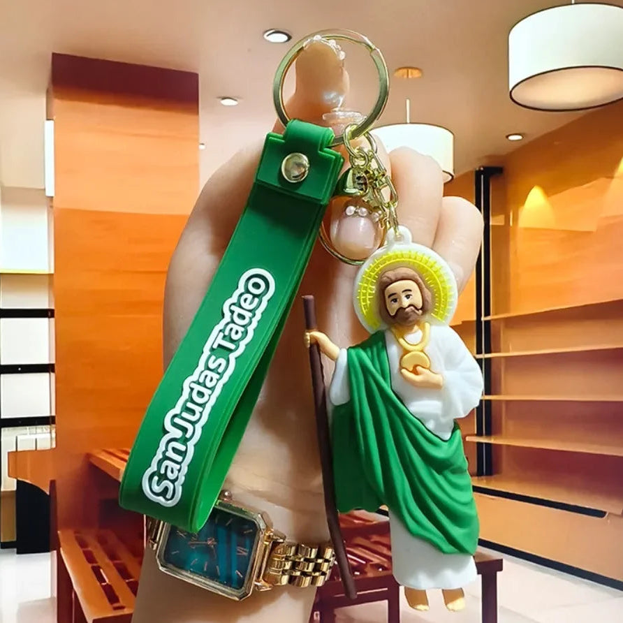 Llavero de goma serie La Virgencita y San Judas tadeo