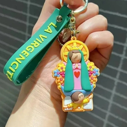 Llavero de goma serie La Virgencita y San Judas tadeo