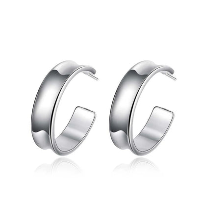 Pendientes de aro, pulidos en plata