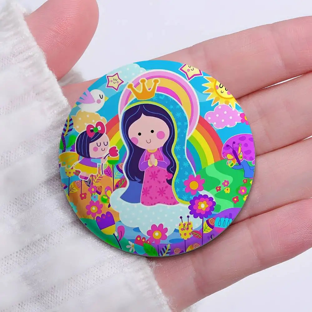 Broches redondos para niños (La Virgencita)