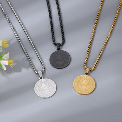 Collar Medalla San Benito de acero inoxidable