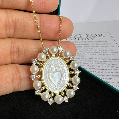 Collar: Acero, Nácar y Circonitas