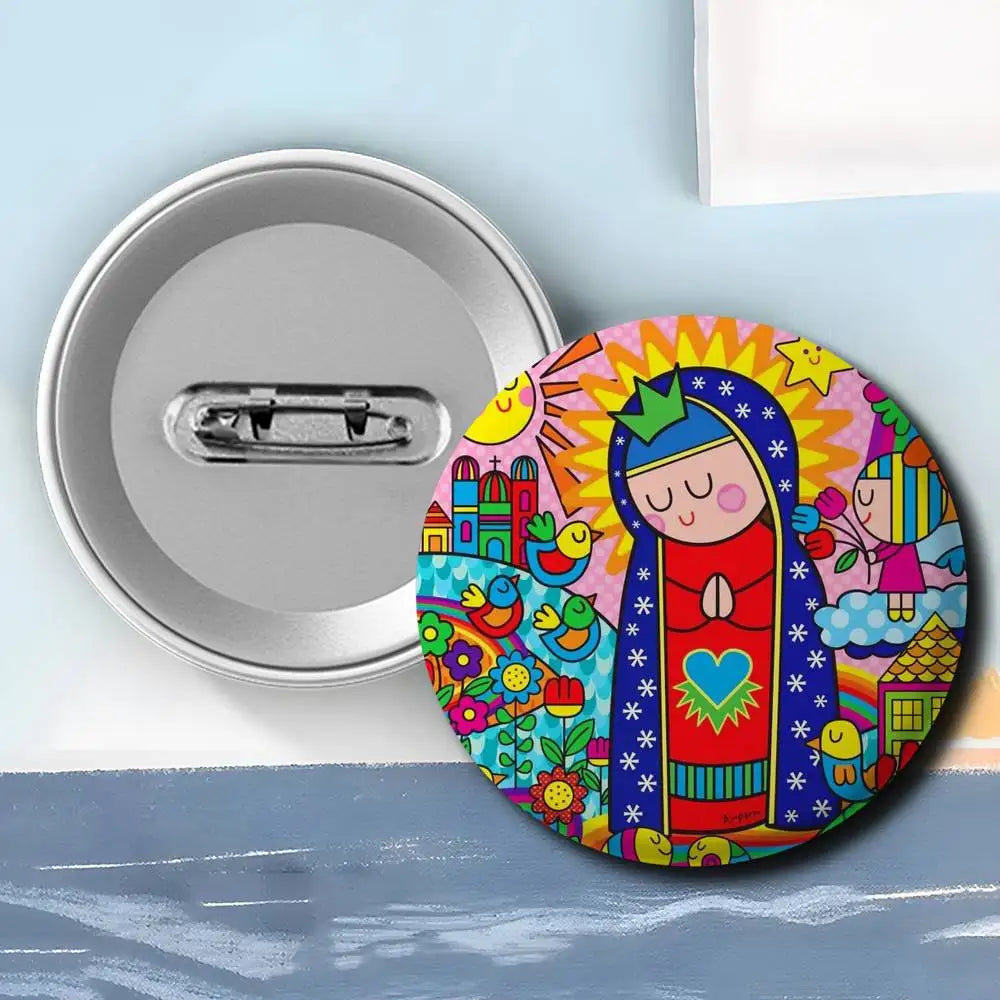 Insignias de arte de la Virgen María de dibujos animados