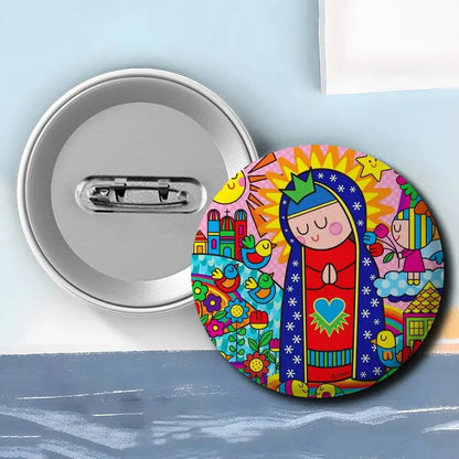 Insignias de arte de la Virgen María de dibujos animados