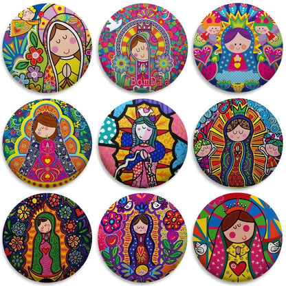 Insignias de arte de la Virgen María de dibujos animados