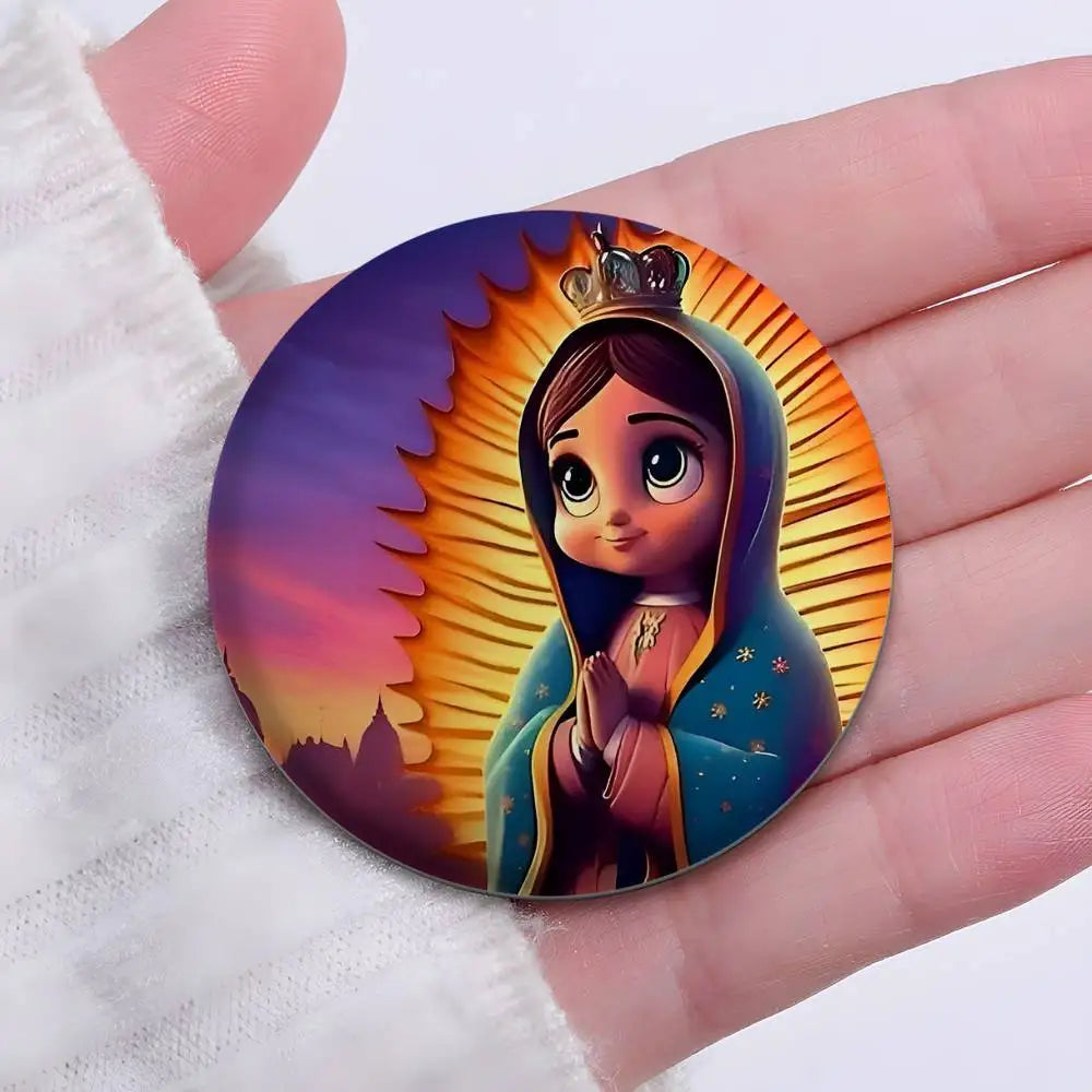 Broches redondos para niños (La Virgencita)
