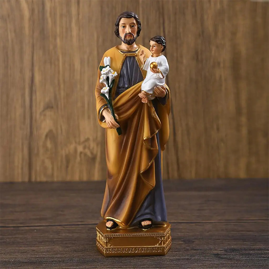 Imagen San José con el niño Jesús de resina