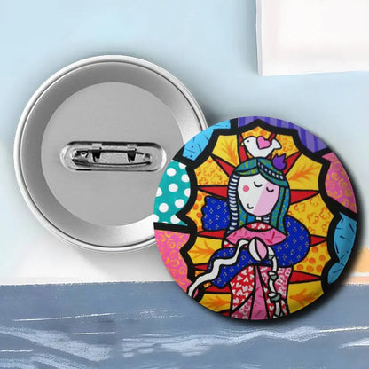 Insignias de arte de la Virgen María de dibujos animados