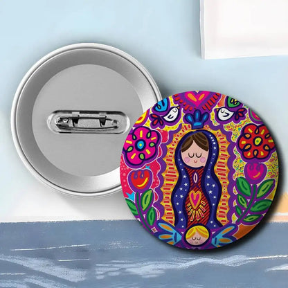 Insignias de arte de la Virgen María de dibujos animados