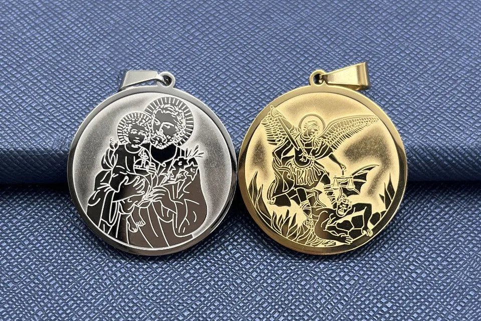 Medalla doble cara San José y San Miguel Arcángel