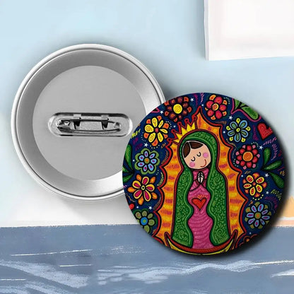 Insignias de arte de la Virgen María de dibujos animados