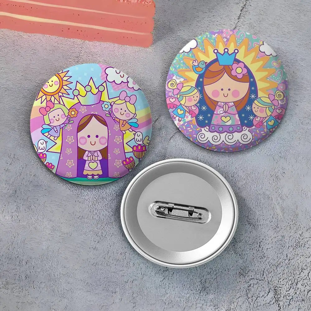 Broches redondos para niños (La Virgencita)