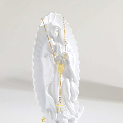 Collar rosario Medalla Virgen de Guadalupe de acero inoxidable