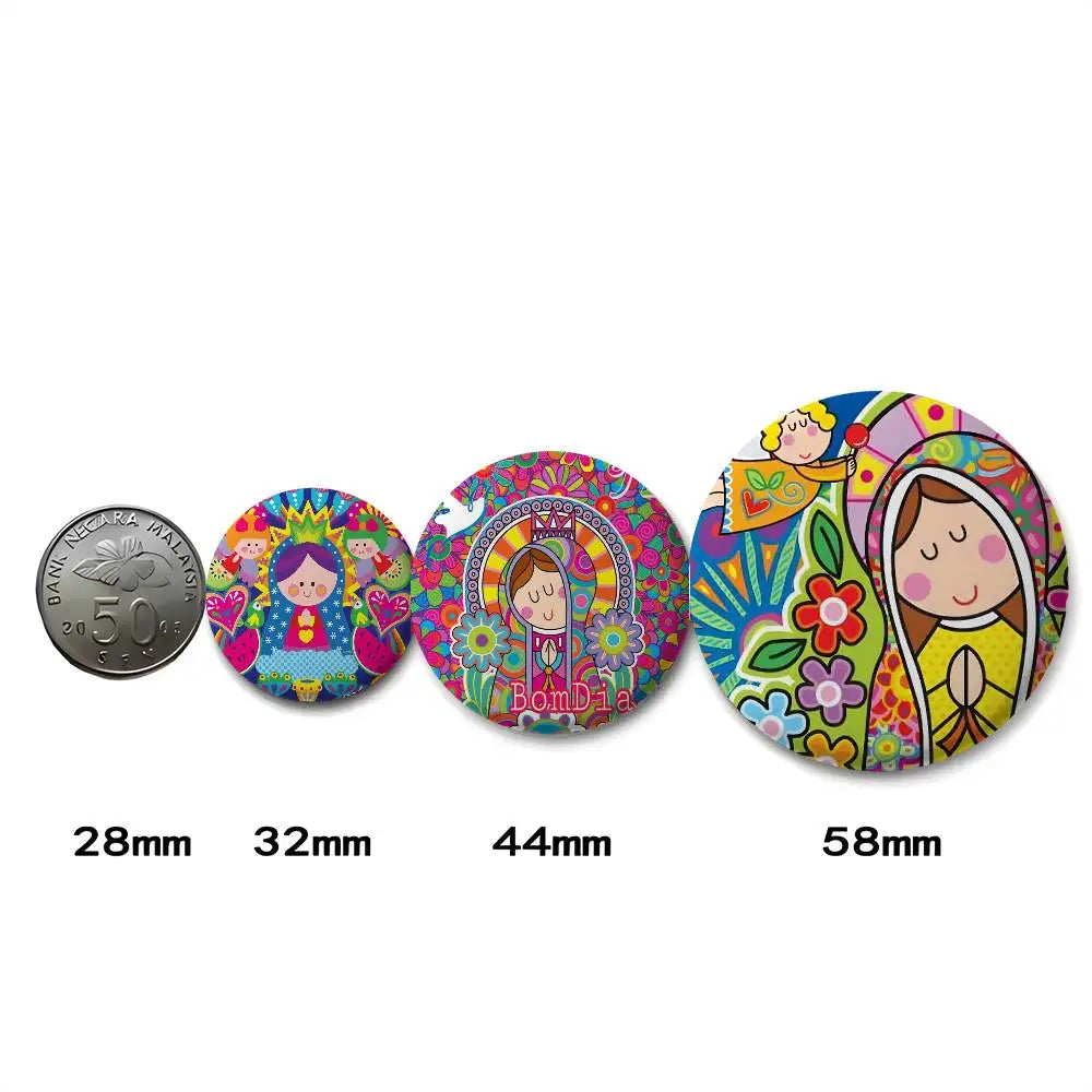 Insignias de arte de la Virgen María de dibujos animados