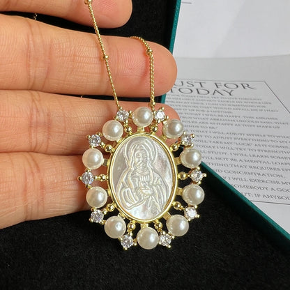 Collar: Acero, Nácar y Circonitas