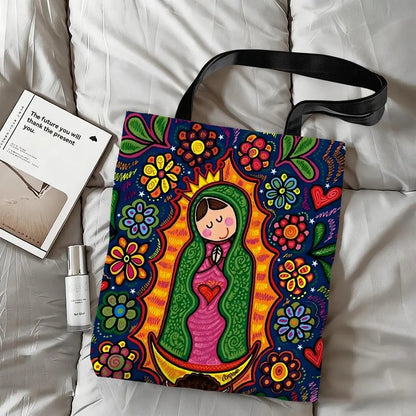 Bolsos Totes de arte de la Virgen María de dibujos animados