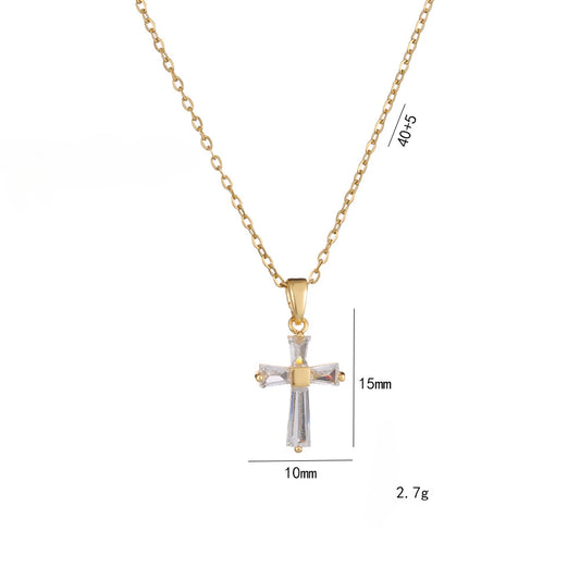 Collar Colgante Cruz con circonita de Acero Inoxidable