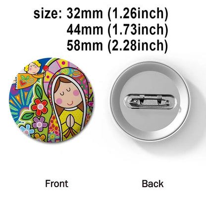 Insignias de arte de la Virgen María de dibujos animados