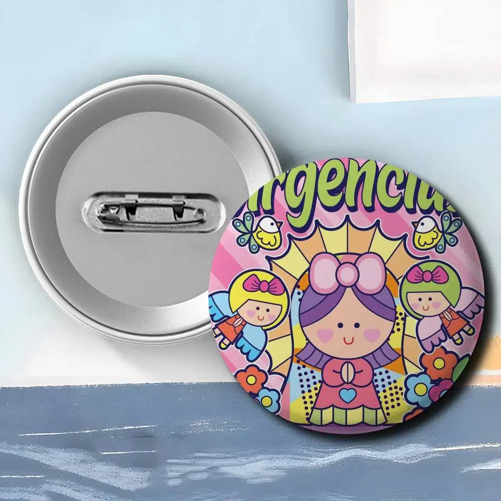 Insignias de arte de la Virgen María de dibujos animados