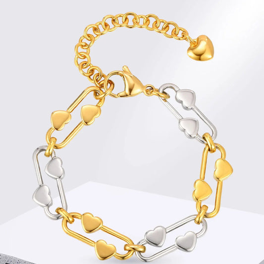 Pulsera de Corazones en Acero Inoxidable