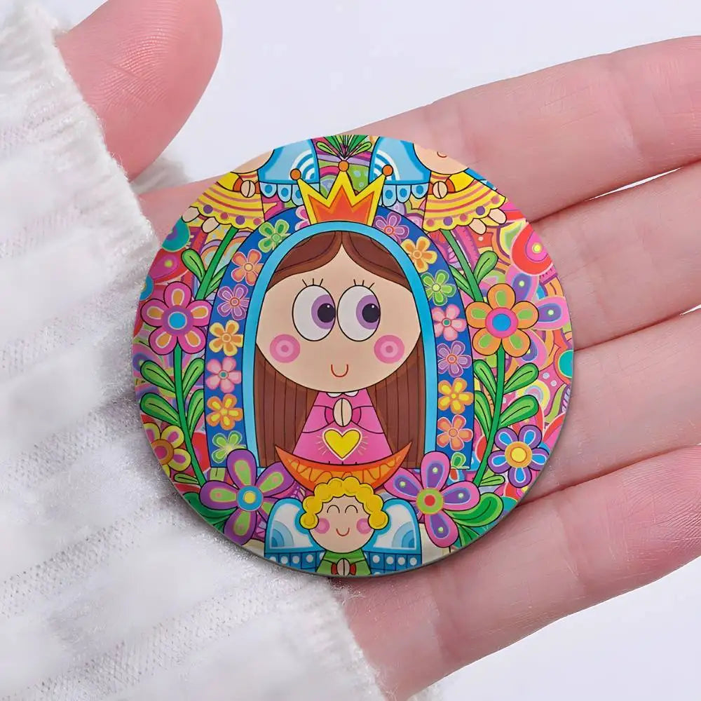 Broches redondos para niños (La Virgencita)