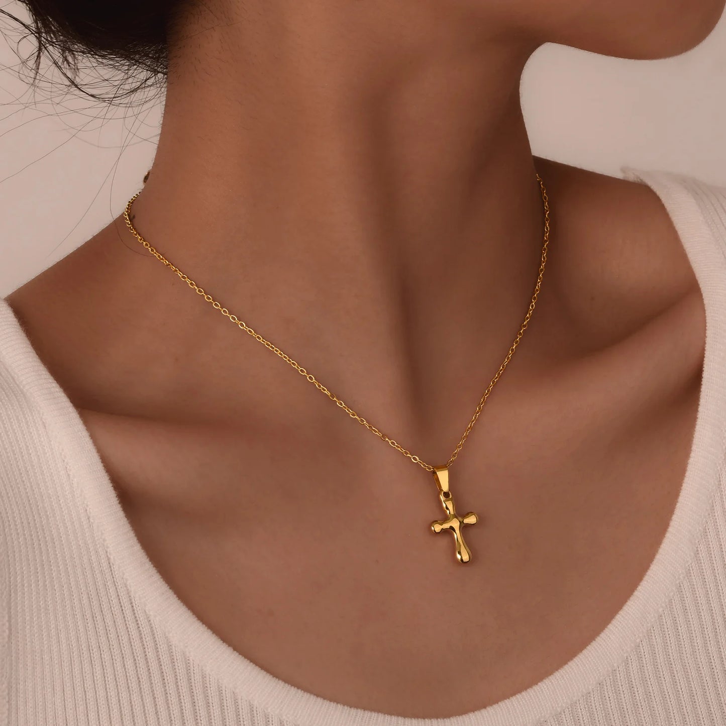 Collares de Acero Inoxidable con  colgante de Cruz, variedades
